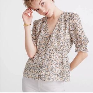 Madewell Silk Top Floral Peplum XS